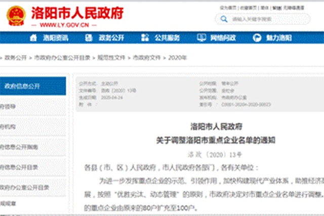 河南杭萧入选河南省洛阳市重点企业名单